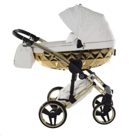 Junama Diamond ENZO multifunkciós babakocsi - 02 White+Gold