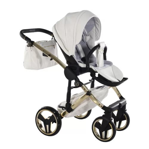 Junama Diamond ENZO multifunkciós babakocsi - 02 White+Gold