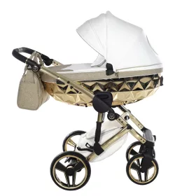   Junama Diamond HAND CRAFT GLITTER multifunkciós babakocsi - 02 White+Gold