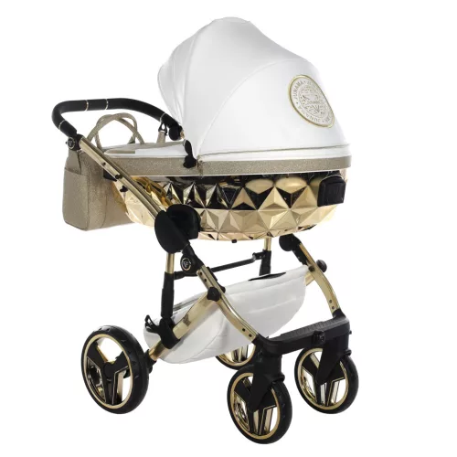 Junama Diamond HAND CRAFT GLITTER multifunkciós babakocsi - 02 White+Gold