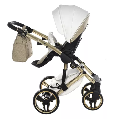 Junama Diamond HAND CRAFT GLITTER multifunkciós babakocsi - 02 White+Gold