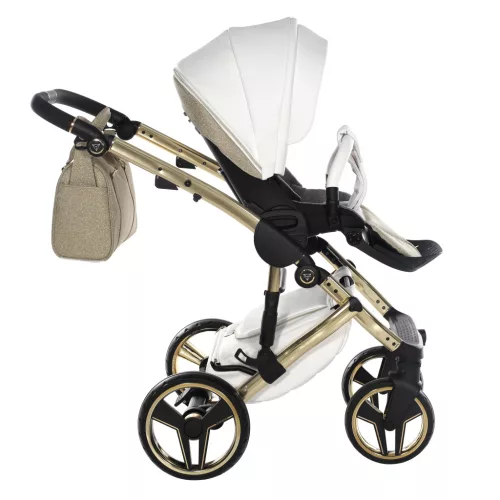 Junama Diamond HAND CRAFT GLITTER multifunkciós babakocsi - 02 White+Gold