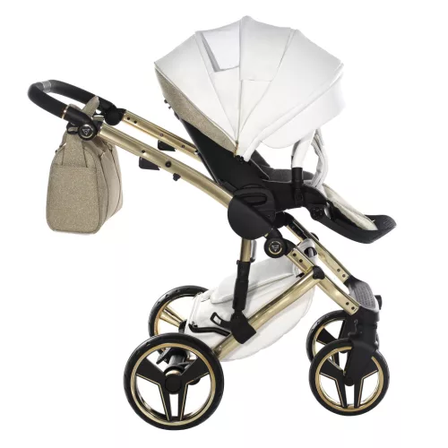 Junama Diamond HAND CRAFT GLITTER multifunkciós babakocsi - 02 White+Gold