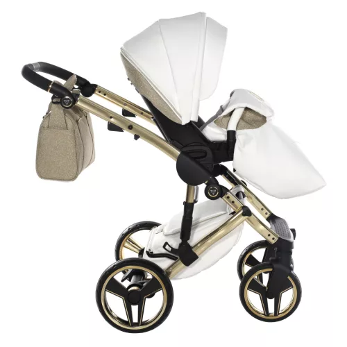 Junama Diamond HAND CRAFT GLITTER multifunkciós babakocsi - 02 White+Gold
