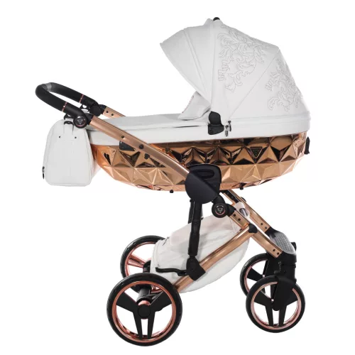 Junama DIAMOND ENZO multifunkciós babakocsi - 03 White+Rosegold