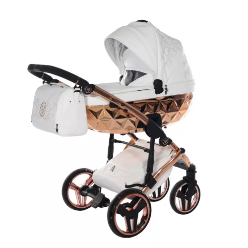 Junama DIAMOND ENZO multifunkciós babakocsi - 03 White+Rosegold