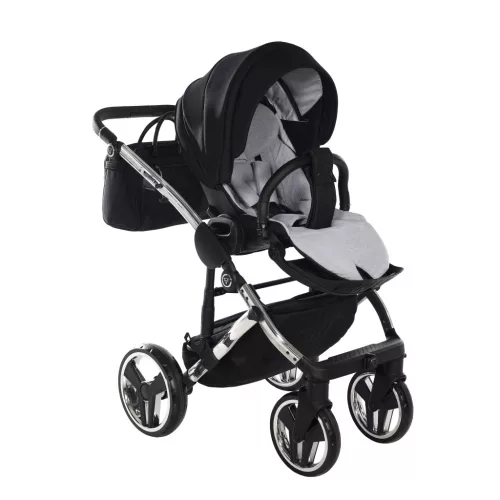 Junama Diamond FLUO LINE V3 Glossy multifunkciós babakocsi - 03 black+silver