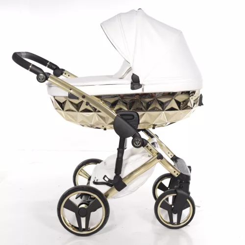 Junama Diamond FLUO LINE V3 Glossy multifunkciós babakocsi - 17 white+gold