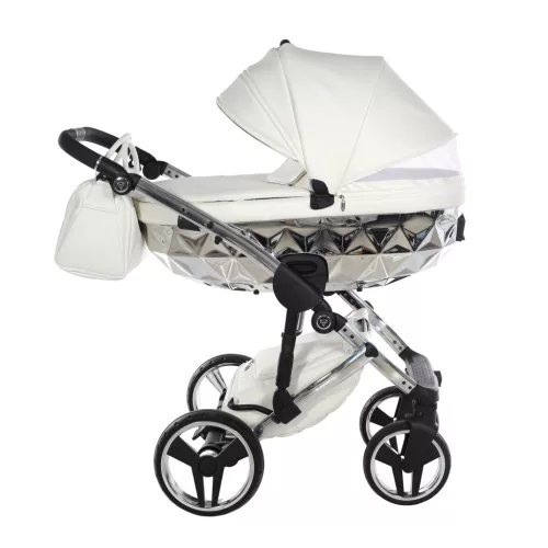 Junama Diamond FLUO LINE V3 Glossy multifunkciós babakocsi - 15 white+silver