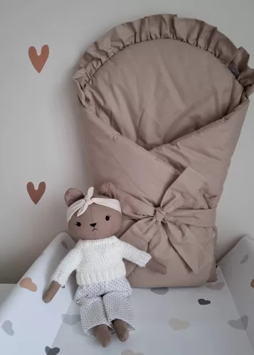 Infantilo NiKiDs pólya kókuszmatraccal pamut fodros - kávé