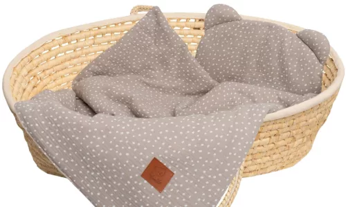 Infantilo NiKiDs muszlin baba ágynemű szett párnával - Dots beige