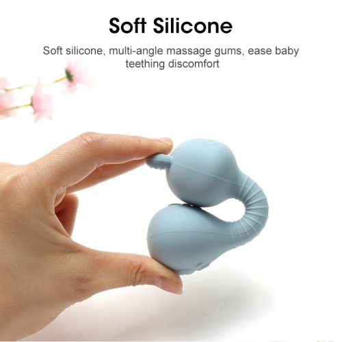 NiKiDs szilikon fogzást segítő rágóka csörgővel RABBIT Blue