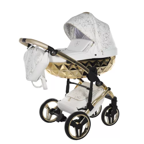 Junama DIAMOND Heart multifunkciós babakocsi - 01 white+gold
