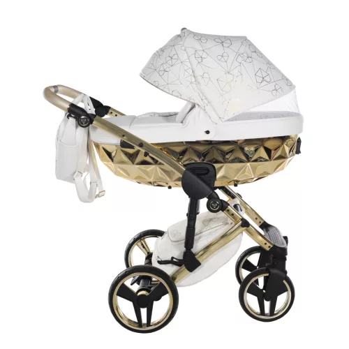 Junama DIAMOND Heart multifunkciós babakocsi - 01 white+gold