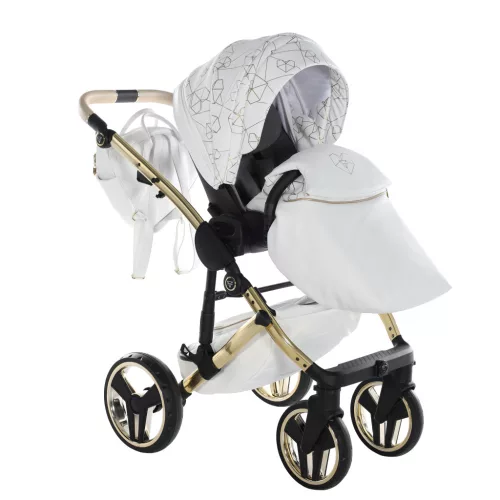 Junama DIAMOND Heart multifunkciós babakocsi - 01 white+gold