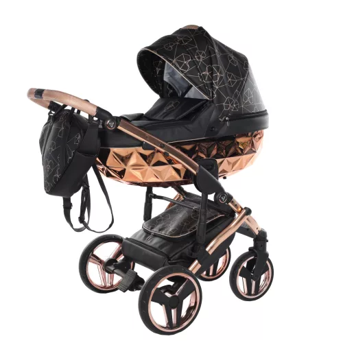 Junama Diamond Heart multifunkciós babakocsi - 02 Black + Copper