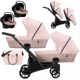   Kunert Ivento DUO 4in1 ikerbabakocsi fekete vázzal - smoky pink