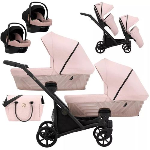 Kunert Ivento DUO 4in1 ikerbabakocsi fekete vázzal - smoky pink