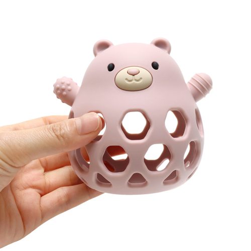 NiKiDs szilikon fogzást segítő rágóka BPA-mentes Baby Teddy Pink