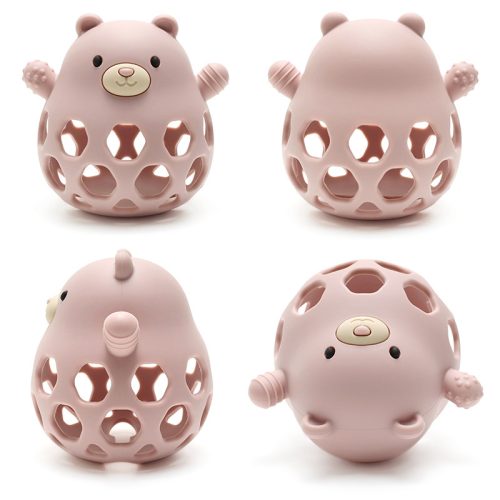 NiKiDs szilikon fogzást segítő rágóka BPA-mentes Baby Teddy Pink