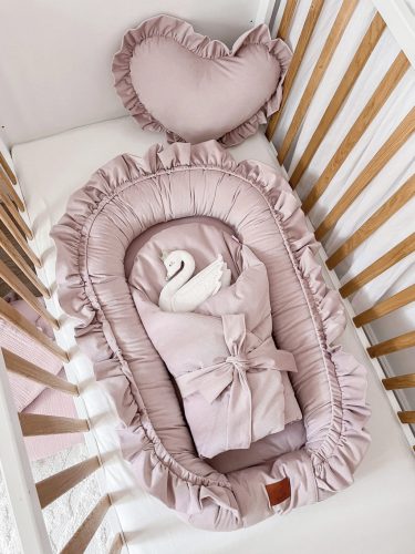 Infantilo NiKids Elegant Velvet fodros babafészek - rózsaszín