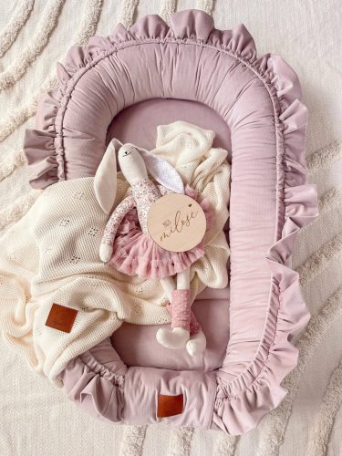 Infantilo NiKids Elegant Velvet fodros babafészek - rózsaszín