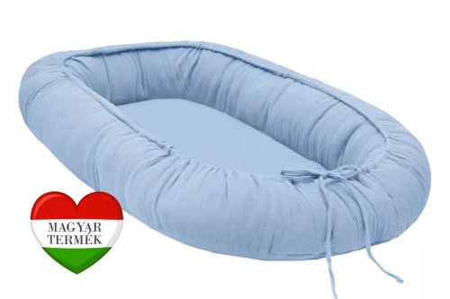 Scamp babafészek - muszlin - BabyBlue