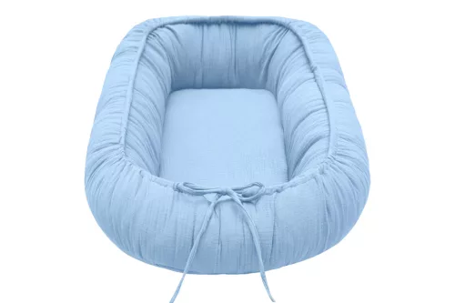 Scamp babafészek - muszlin - BabyBlue