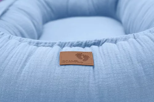 Scamp babafészek - muszlin - BabyBlue