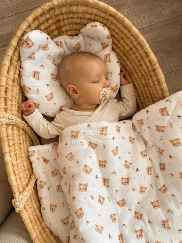 Infantilo NiKiDs muszlin baba ágynemű szett párnával - teddy bear