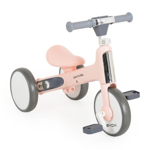 BYOX LEARN-to-Ride mini futóbicikli 3 kerekű tricikli, összecsukható PINK