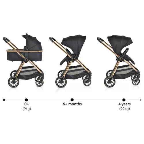 Cangaroo Hydra 2in1 babakocsi - újszülött mózeskosárral - fekete