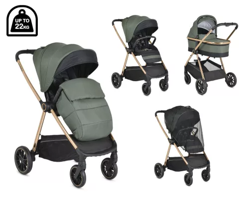 Cangaroo Hydra 2in1 babakocsi - újszülött mózeskosárral - zöld
