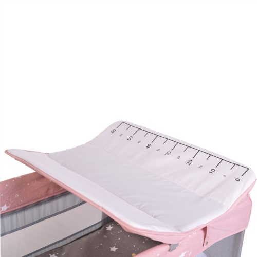 Cangaroo Once Upon3 két szintes utazóágy zenélő játékkal, pelenkázós - pink