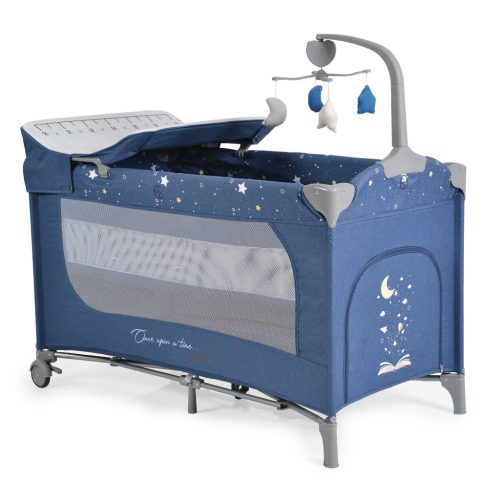 Cangaroo Once Upon3 két szintes utazóágy zenélő játékkal, pelenkázós - farmer kék