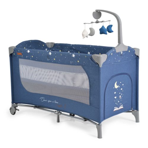 Cangaroo Once Upon3 két szintes utazóágy zenélő játékkal, pelenkázós - farmer kék