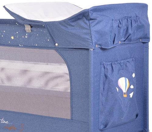 Cangaroo Once Upon3 két szintes utazóágy zenélő játékkal, pelenkázós - farmer kék