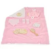 Cangaroo 6in1 ajándékszett - takaró, szundikendő, zokni, hajkefe, nyálkendő - pink