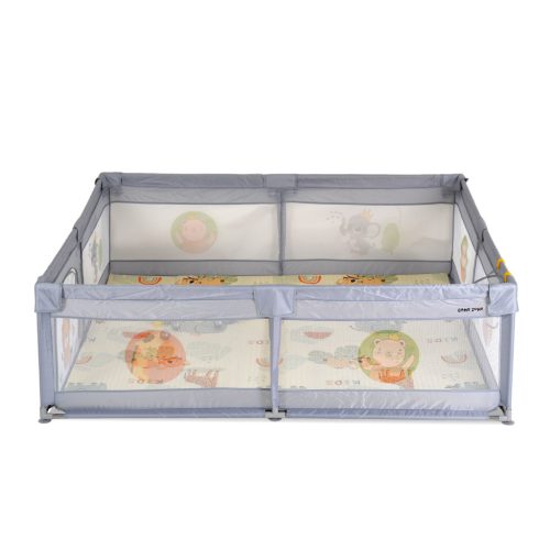 Moni GAMEZONE összecsukható járóka szőnyeggel, 60 labdával 150x200 SZÜRKE