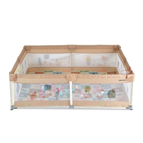 Moni GAMEZONE összecsukható járóka szőnyeggel, 60 labdával 150x200 BÉZS 