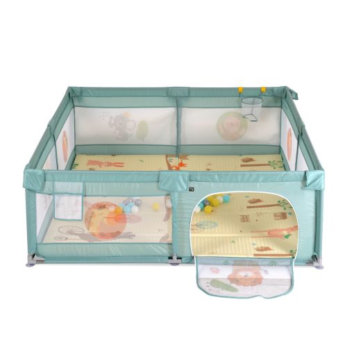 Moni GAMEZONE összecsukható járóka szőnyeggel, 60 labdával 150x200 MENTA 