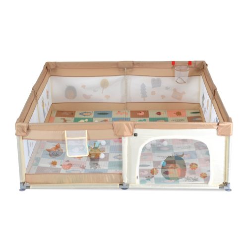 Moni GAMEZONE összecsukható járóka szőnyeggel, 60 labdával 180x200 cm BÉZS
