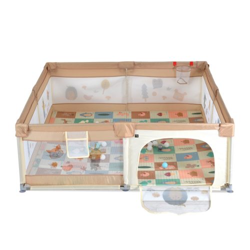 Moni GAMEZONE összecsukható járóka szőnyeggel, 60 labdával 180x200 cm BÉZS