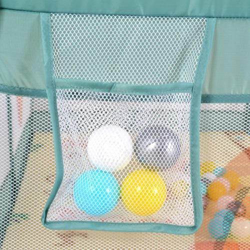 Moni GAMEZONE összecsukható járóka szőnyeggel, 60 labdával 180x200 cm MENTA