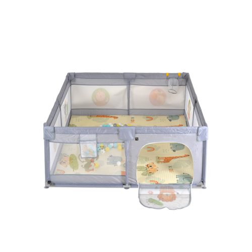Moni GAMEZONE összecsukható járóka szőnyeggel, 60 labdával 120x120 SZÜRKE