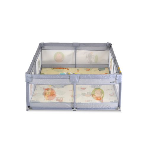 Moni GAMEZONE összecsukható járóka szőnyeggel, 60 labdával 120x120 SZÜRKE