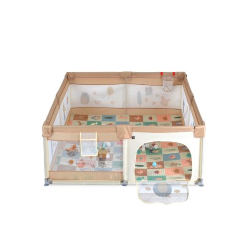 Moni GAMEZONE összecsukható járóka szőnyeggel, 60 labdával 120x120 BÉZS