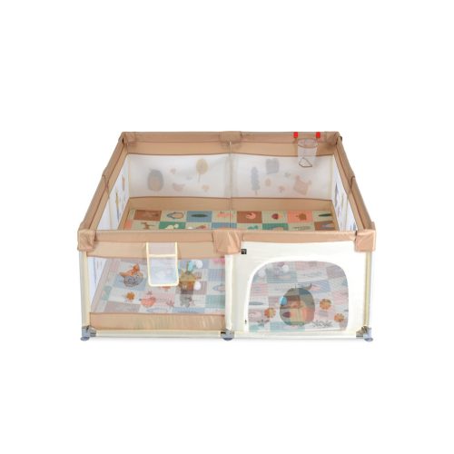 Moni GAMEZONE összecsukható járóka szőnyeggel, 60 labdával 120x120 BÉZS