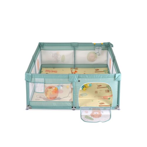 Moni GAMEZONE összecsukható járóka szőnyeggel, 60 labdával 120x120 MENTA