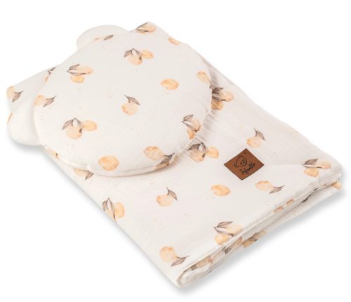 Infantilo NiKiDs muszlin takaró és Tedy párna babakocsiba, bölcsőbe, kiságyba - Lemon